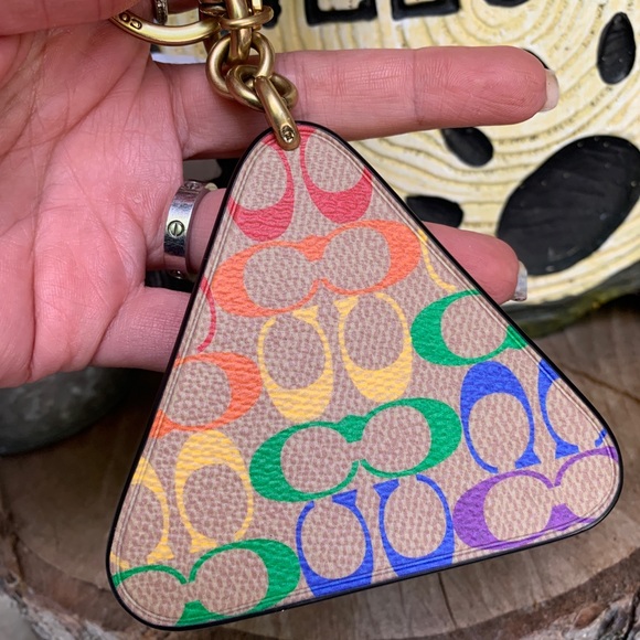 Authentic COACH SIGNATURE Coated canvas/smooth leather keychain/dog leash clip - Picture 4 of 6